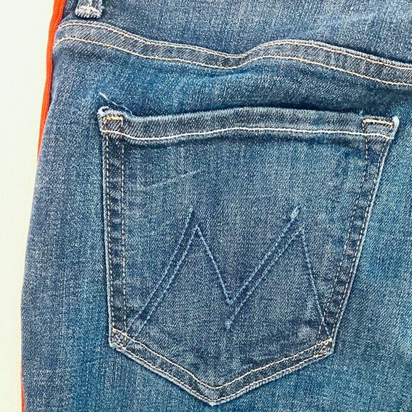 Mother jean Women's 28 blue Insider Speed Racer crop step fray high rise luxury - Picture 7 of 16